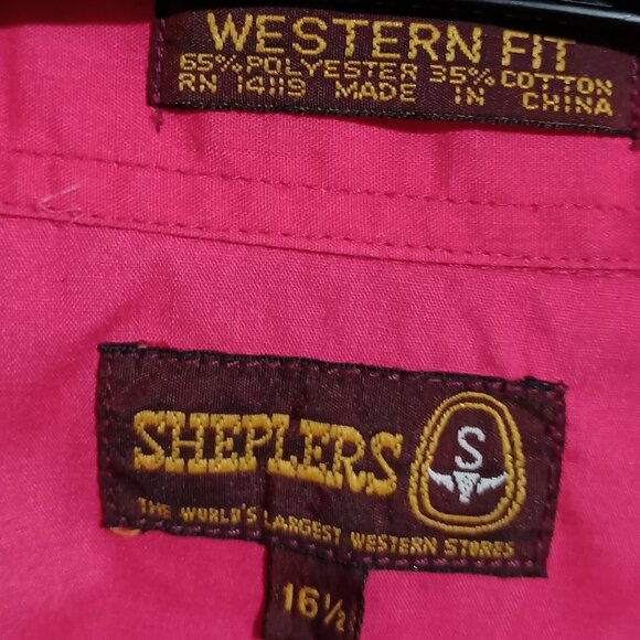 Sheplers Western Fit Mens Short Sleeve Pearl Snap Shirt Size 16.5 Pink - Picture 5 of 10